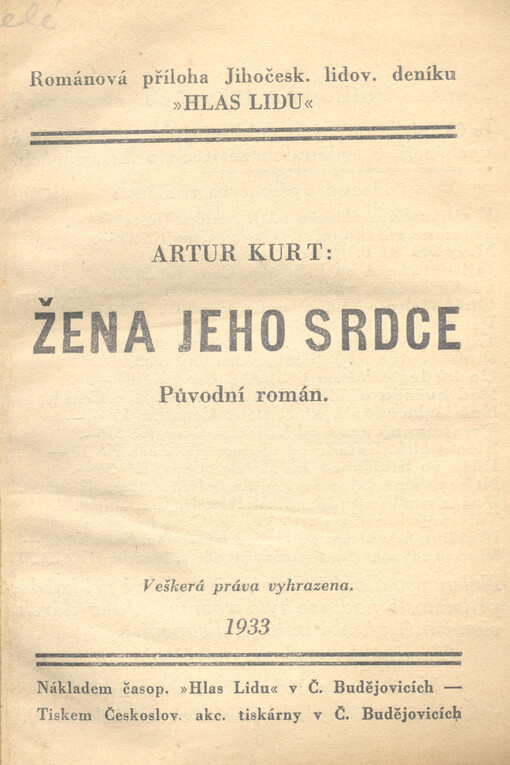 Žena jeho srdce : původní román