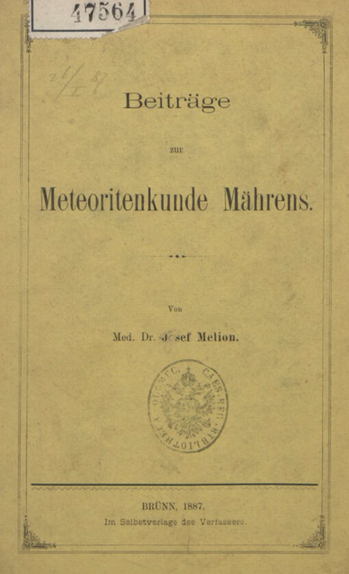 Beiträge zur Meteoritenkunde Mährens