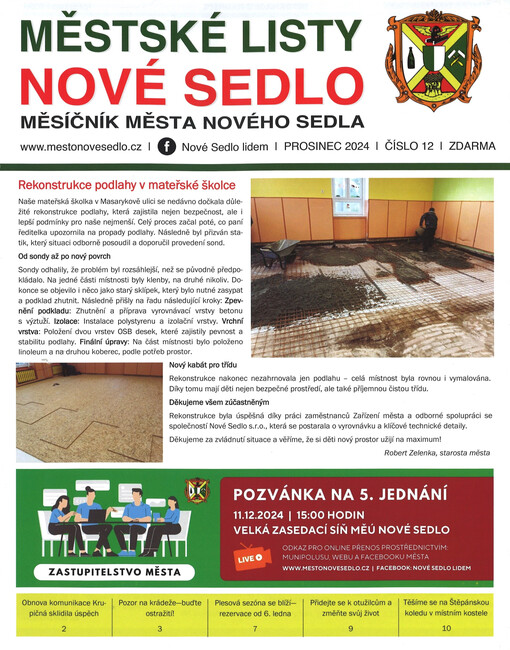 Městské listy Nové Sedlo : oficiální měsíčník pro občany města Nového Sedla