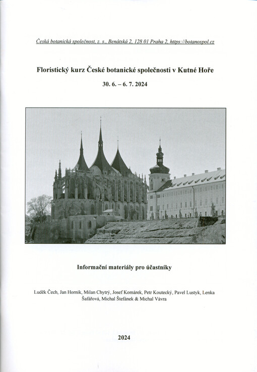 Floristický kurz České botanické společnosti v Kutné Hoře : 30.6.-6.7.2024 : informační materiály pro účastníky