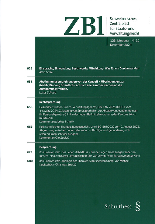 Schweizerisches Zentralblatt für Staats- und Verwaltungsrecht