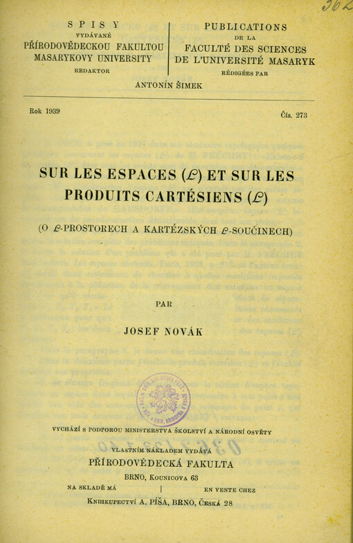 Sur les espaces (L) et sur les produits cartésiens (L) = (O L-prostorech a kartézských L-součinech)