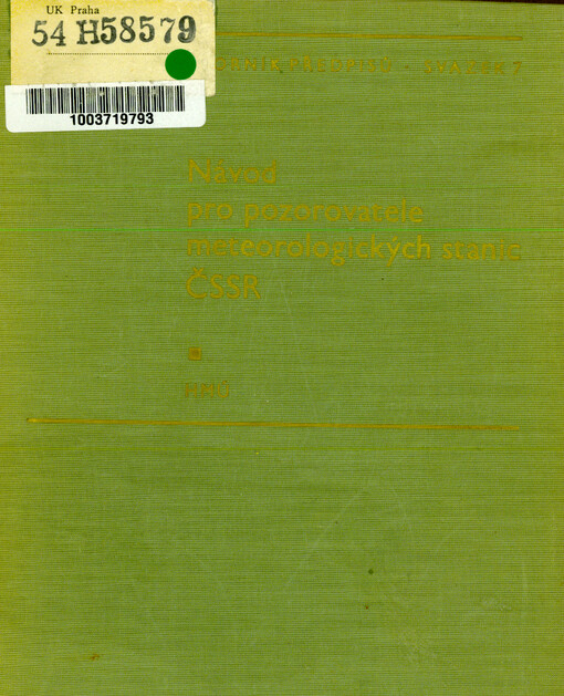 Návod pro pozorovatele meteorologických stanic ČSSR