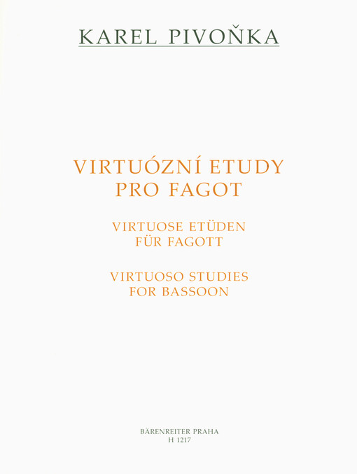 Virtuózní etudy pro fagot = Virtuose Etüden für Fagott = Virtuoso studien for bassoon