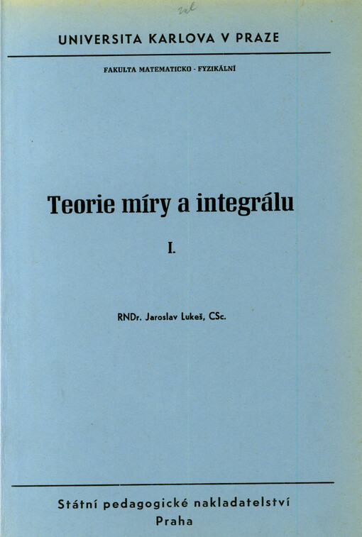 Teorie míry a integrálu. I.