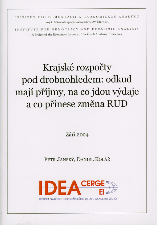 Krajské rozpočty pod drobnohledem: odkud mají příjmy, na co jdou výdaje a co přinese změna RUD