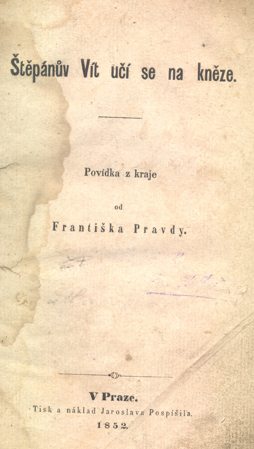 Štěpánův Vít učí se na kněze : povídka z kraje