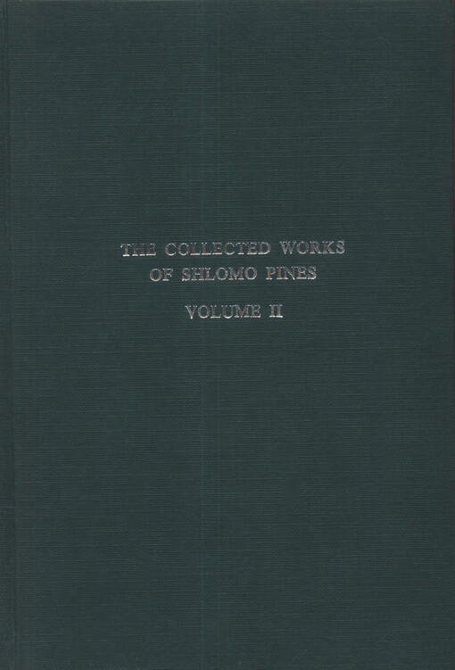 Studies in Arabic versions of Greek texts and in mediaeval science by Shlomo Pines