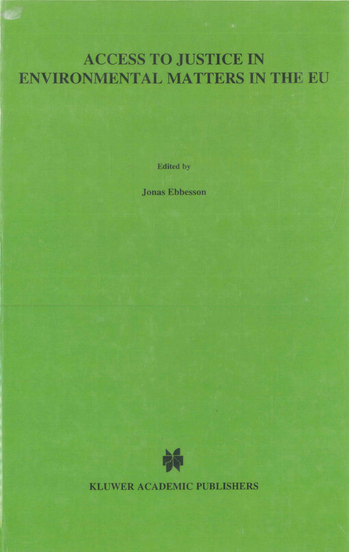 Access to justice in environmental matters in the EU