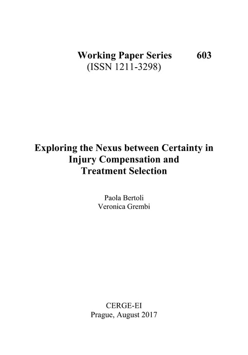 Exploring the nexus between certainty in injury compensation and treatment selection