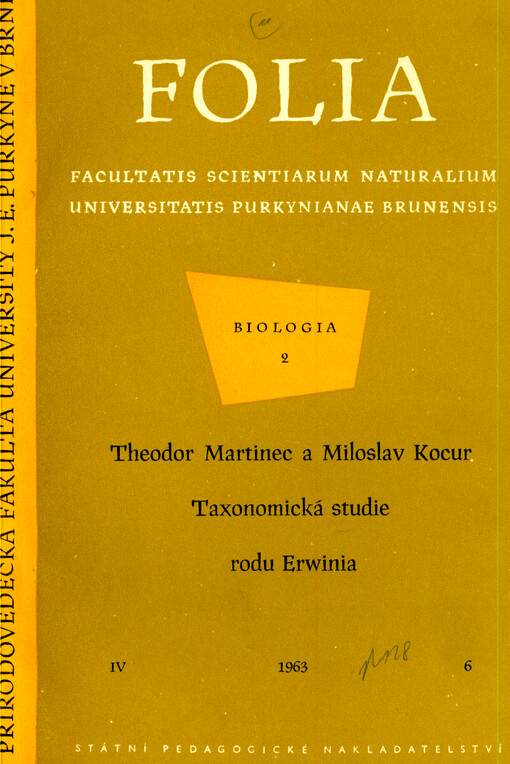 Taxonomická studie rodu Erwinia = Taksonomičeskoje issledovanije roda Erwinia = A taxonomic study of the genus Erwinia