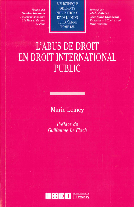 L'abus de droit en droit international public