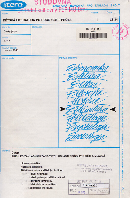 Dětská literatura po roce 1945 : próza