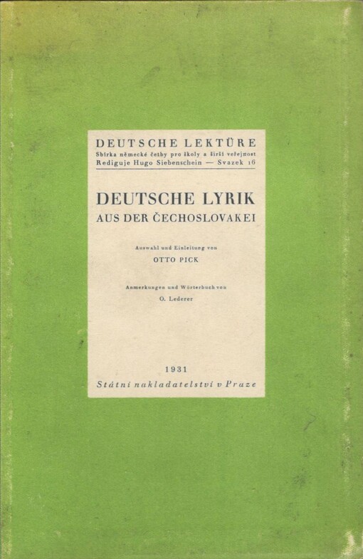 Deutsche Lyrik aus der Čechoslovakei