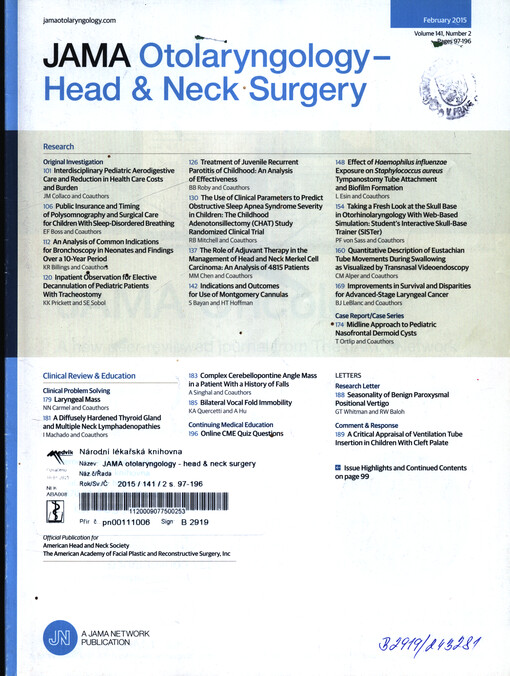 JAMA otolaryngology - head & neck surgery