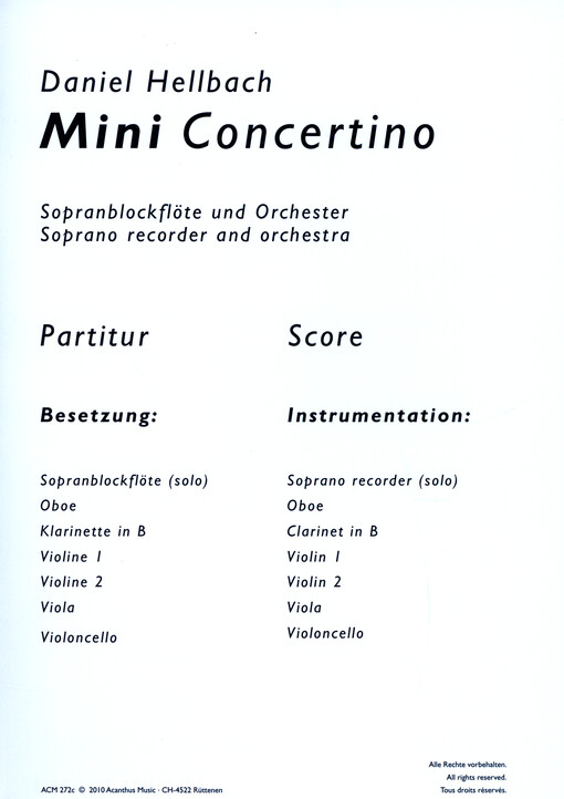 Mini Concertino : soprano recorder and orchestra