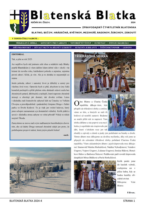 Blatenská Blatka : zpravodajský čtvrtletník Blatenska : Blatno, Bečov, Hrádečná, Květnov, Mezihoří, Radenov, Šerchov, Zákoutí