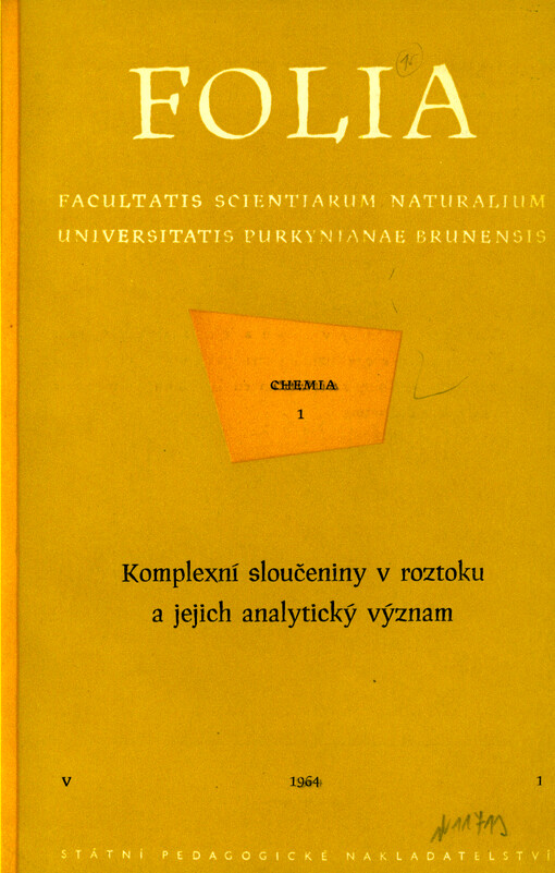 Komplexní sloučeniny v roztoku a jejich analytický význam = Kompleksnyje sojedinenija v rastvorach i ich analitičeskoje značenije = Komplexverbindungen in Lösungen und ihre analytische Bedeutung