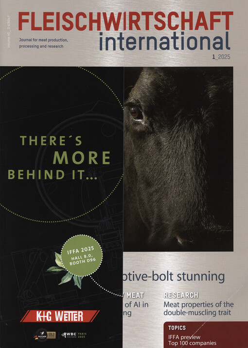 Fleischwirtschaft international : journal for meat production, processing and research