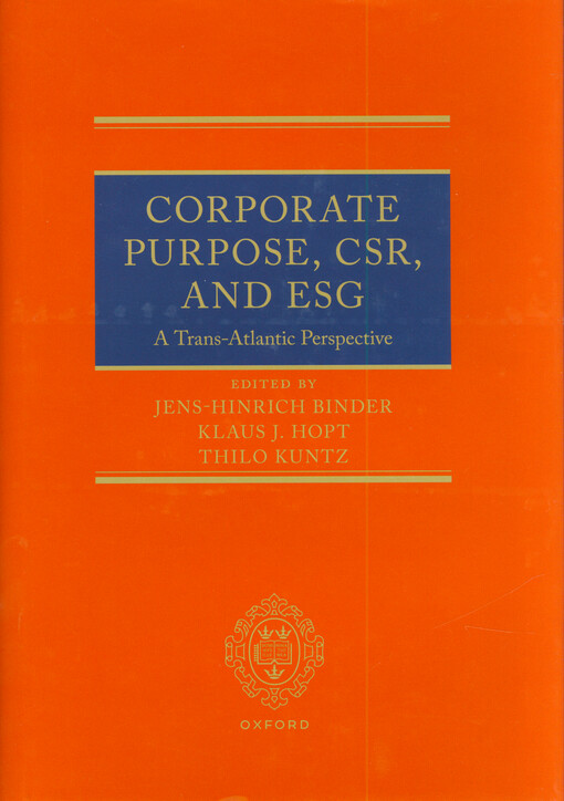 Corporate purpose, CSR, and ESG : a trans-Atlantic perspective