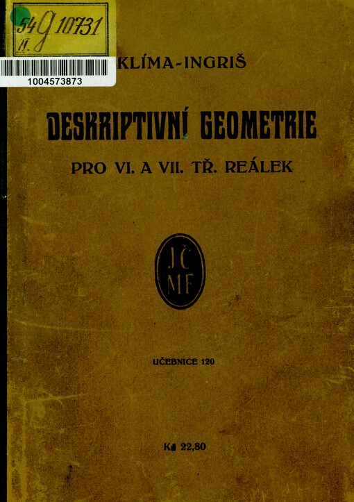 Deskriptivní geometrie pro VI. a VII. třídu reálek
