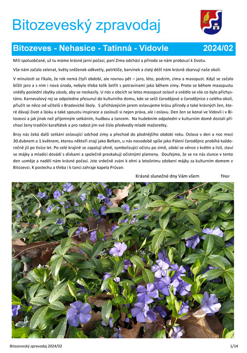 Bitozeveský zpravodaj : obec Bitozeves - Nehasice - Tatinná - Vidovle