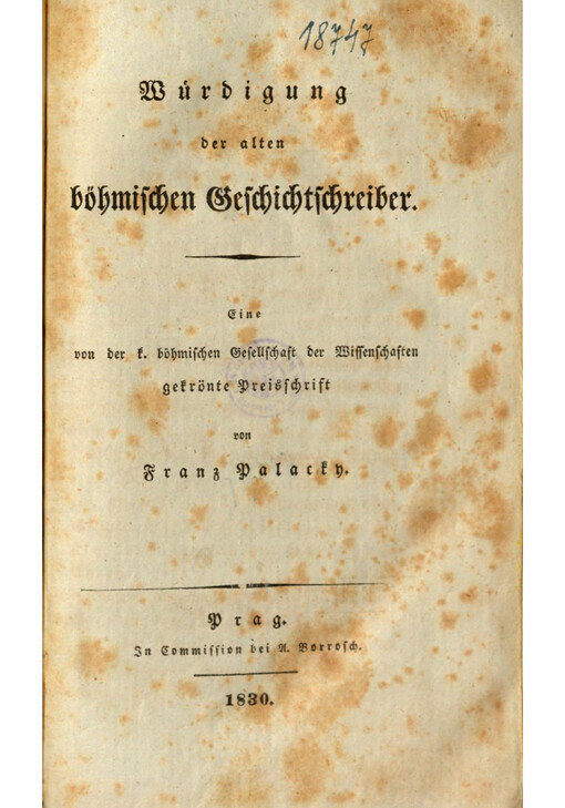 Würdigung der alten böhmischen Geschichtschreiber