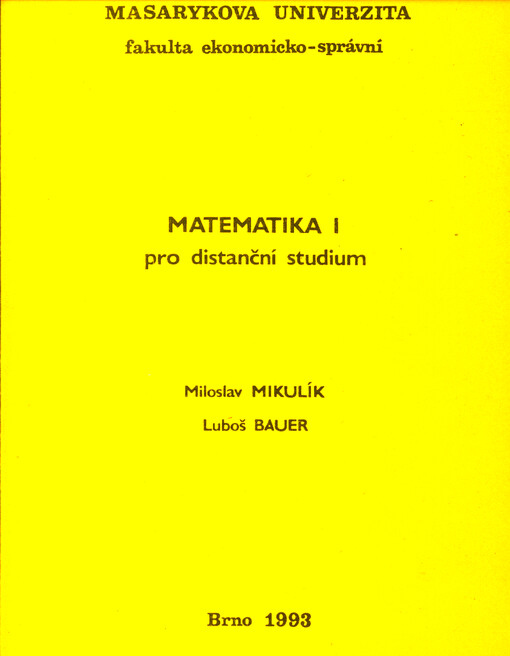 Matematika I pro distanční studium