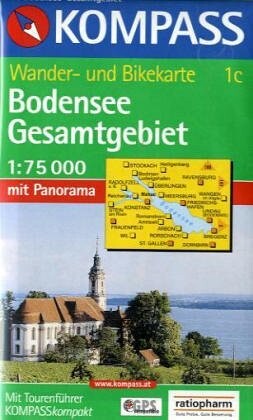 Bodense Gesamtgebiet Kompass Wanderkarte Radrouten Kurzhuhrer