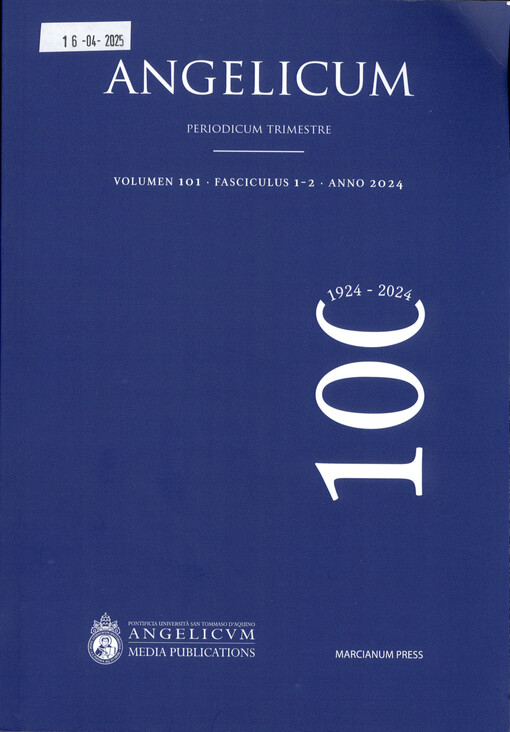 Angelicum : Periodicum Trimestre Pontificae Studiorum Universitatis a Sancto Thoma Aquinate in Urbe