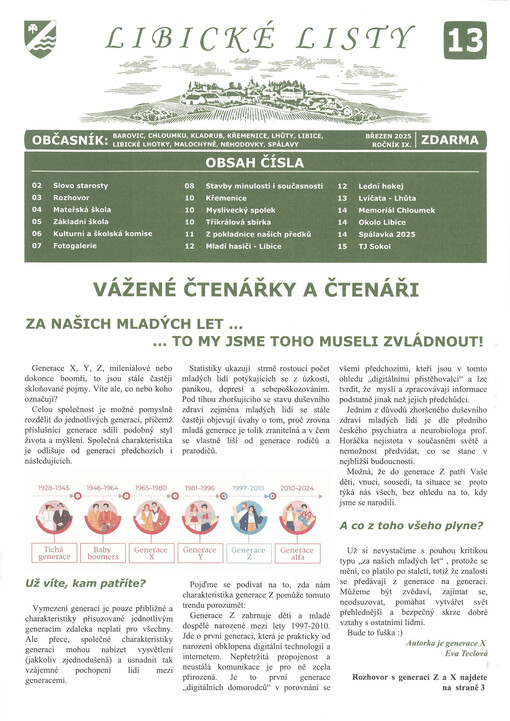 Libické listy : občasník Barovic, Chloumku, Kladrub, Křemenice, Lhůty, Libice, Libické Lhotky, Malochyně, Nehodovky, Spálavy