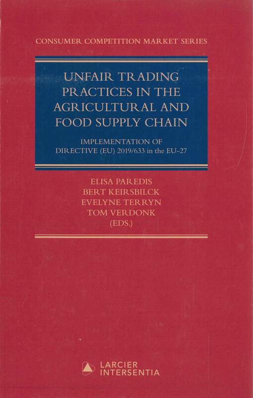 Unfair trading practices in the agricultural and food supply chain : implementation of directive (EU) 2019/663 in the EU-27