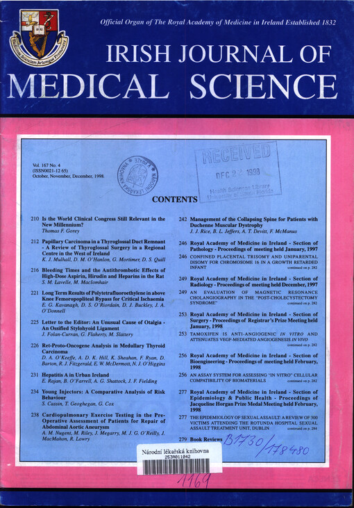 Irish journal of medical science : official organ of the Royal Academy of Medicine in Ireland
