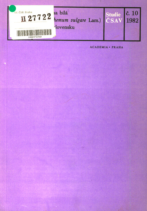 Kopretina bílá v Československu = (Leucanthemum vulgare Lam. complex)