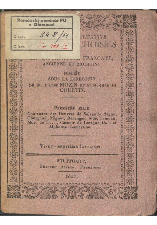 Collection portative d'ouevers choisies de la littérature franҫaise ancienne et moderne. Vingt-neuvième Livraison
