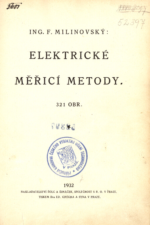 Elektrické měřicí metody. 1. díl