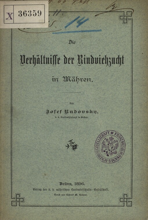 Die Verhältnisse der Rindviehzucht in Mähren