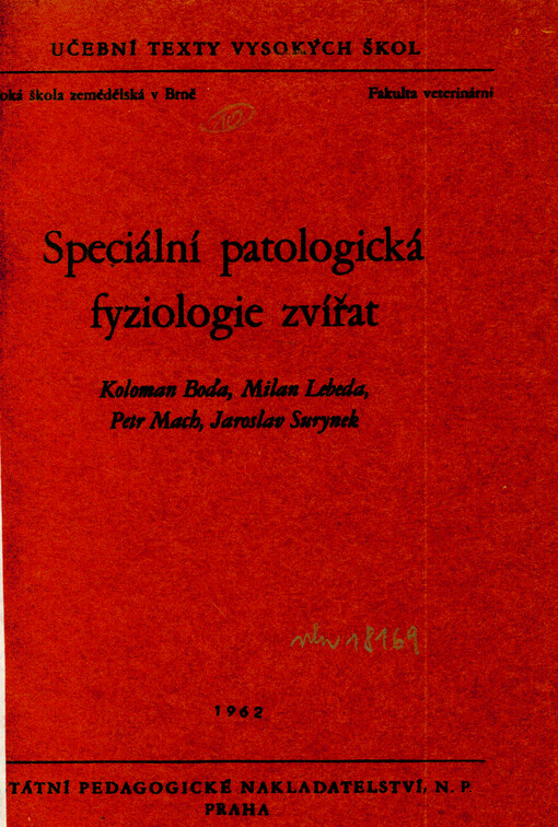 Speciální patologická fyziologie zvířat
