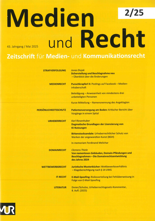 Medien und Recht : Zeitschrift für Medien- und Kommunikationsrecht