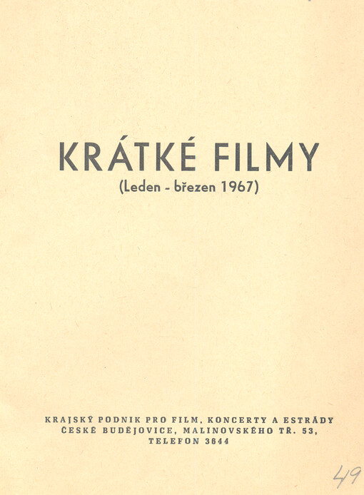 Krátké filmy : (leden-březen 1967)