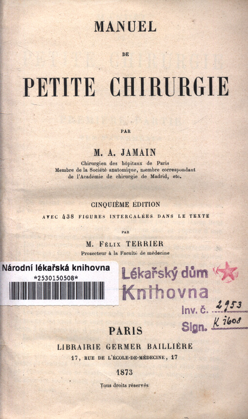 Manuel de petite chirurgie