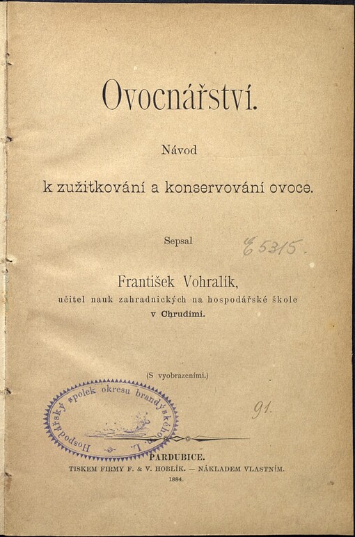 Ovocnářství :návod k zužitkování a konservování ovoce