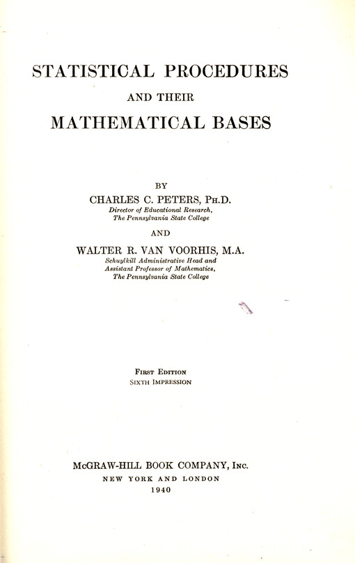 Statistical procedures and their mathematical bases