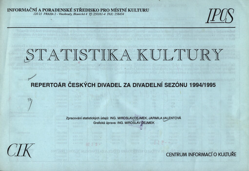 Statistika kultury : Repertoár čes. divadel za divadelní sezónu