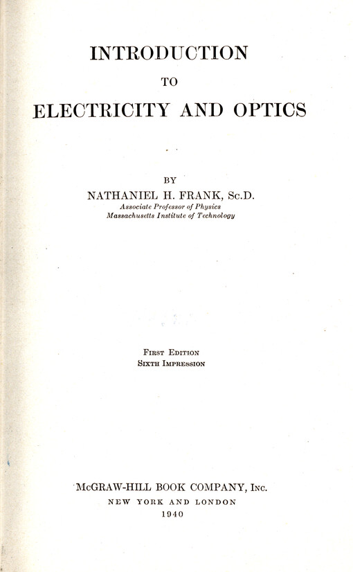 Introduction to electricity and optics