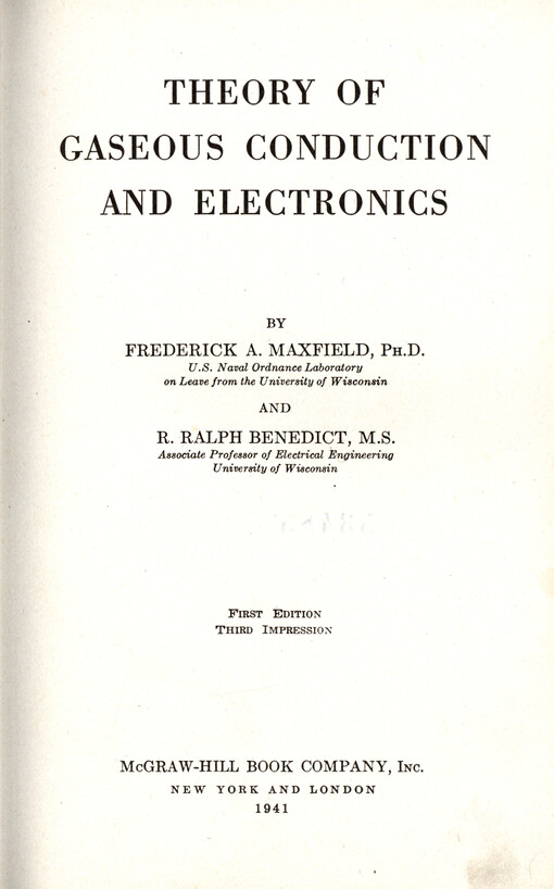Theory of gaseous conduction and electronics