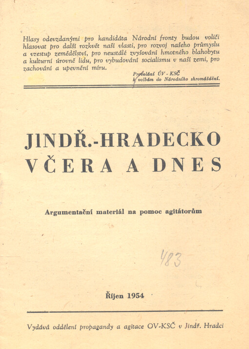 Jindř.-Hradecko včera a dnes : argumentační materiál na pomoc agitátorům