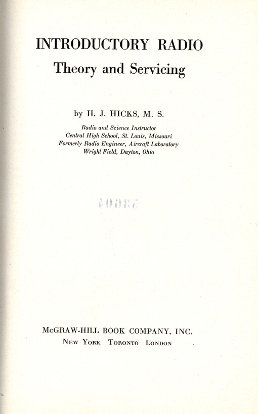 Introductory radio : Theory and Servicing