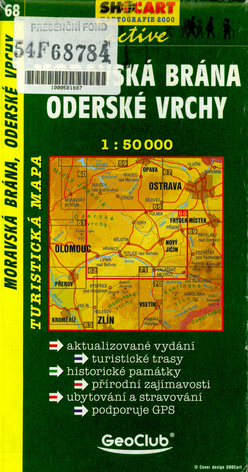 Moravská brána Oderské vrchy : turistická mapa 1:50^000 : aktualizované vydání, turistické trasy, historické památky, přírodní zajímavosti, ubytování a stravování, podporuje GPS