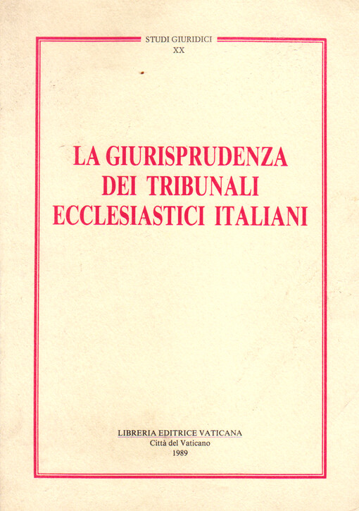 La giurisprudenza dei tribunali ecclesiastici italiani